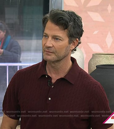 Nate Berkus's burgundy cable knit polo on Today