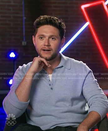 Niall's light blue polo sweater on The Voice
