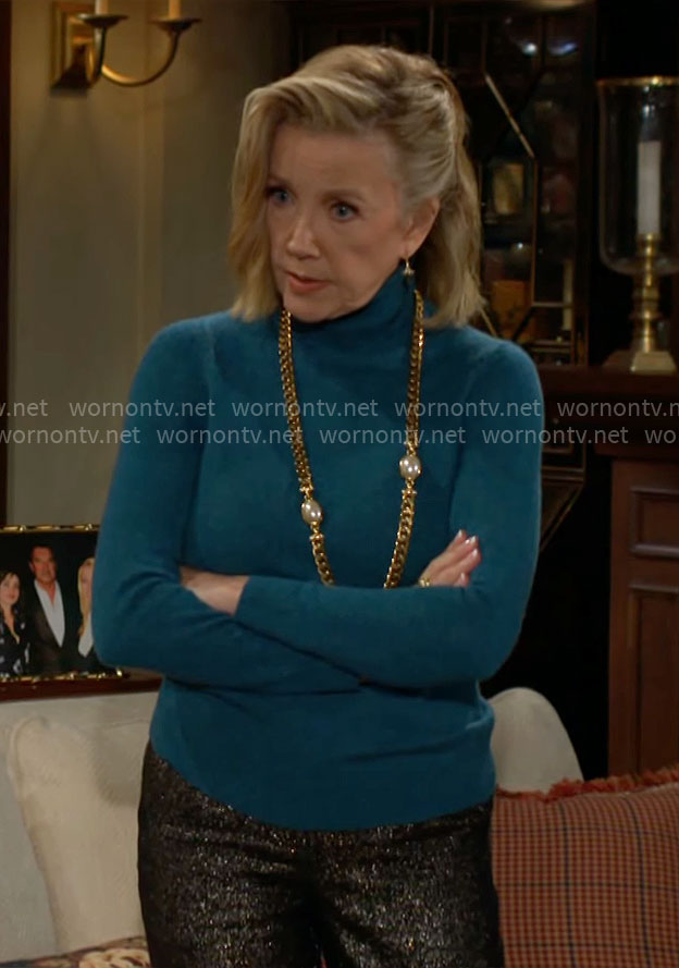 Nikki's teal turtleneck on The Young and the Restless