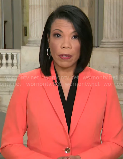 Nikole Killion's coral blazer on CBS Mornings