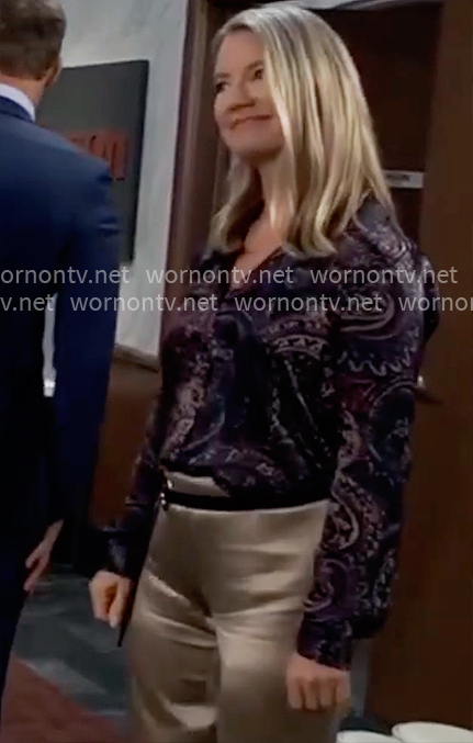 Nina's paisley print button down shirt on General Hospital