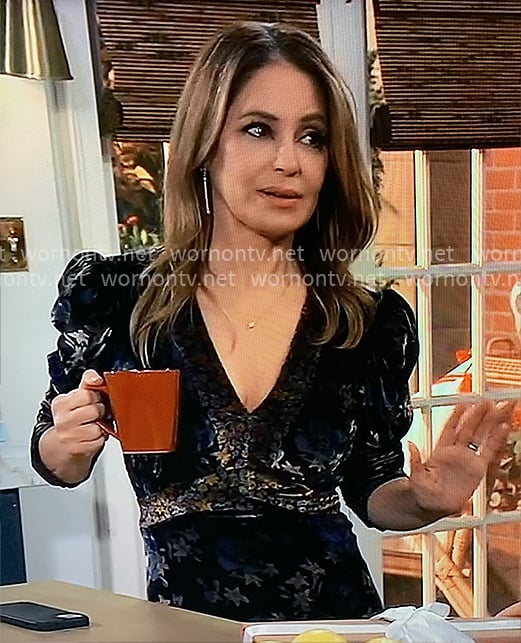 Olivia's floral velvet dress on General Hospital