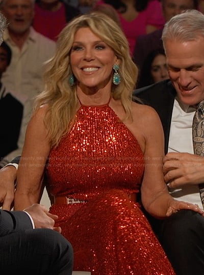 Peggy's orange sequin dress on The Golden Bachelor