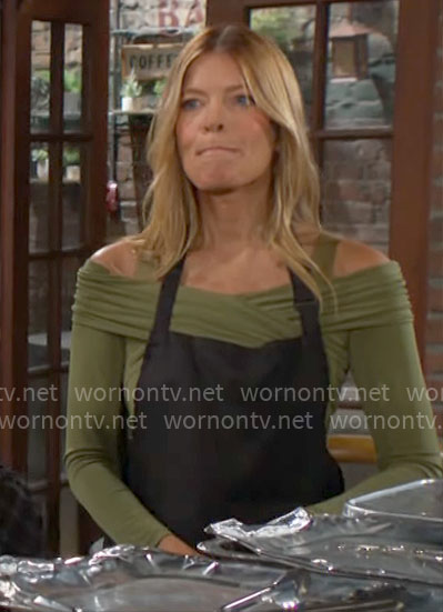 Phyllis's green cross front top on The Young and the Restless