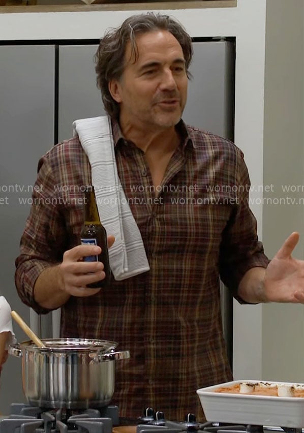 Ridge's brown plaid shirt on The Bold and the Beautiful