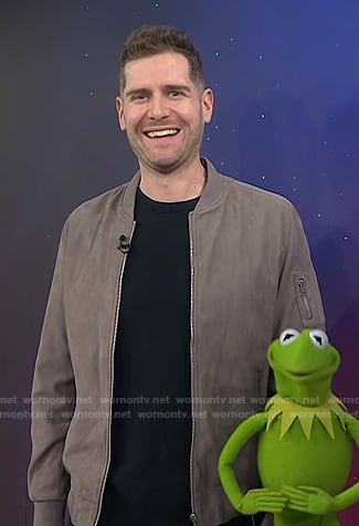 Rob Lake's grey suede bomber jacket on Today