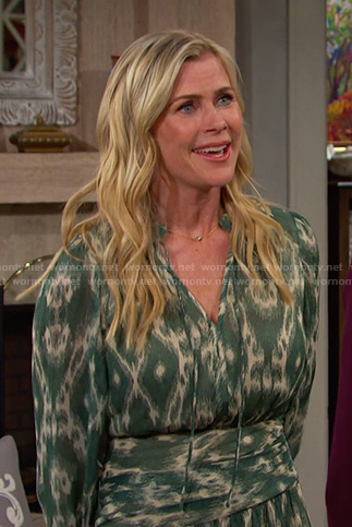 sami's green ikat print dress on Days of our Lives