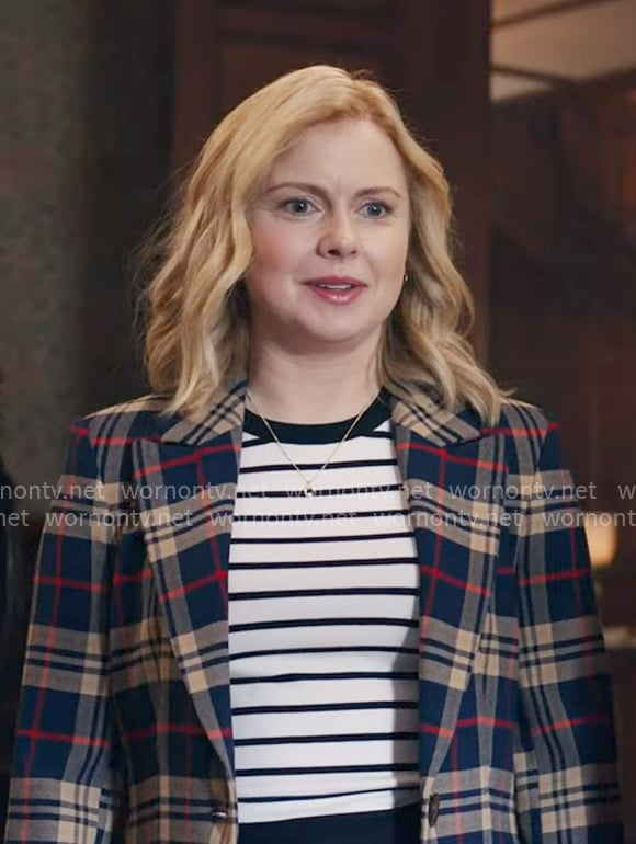 Sam's striped top and plaid blazer on Ghosts