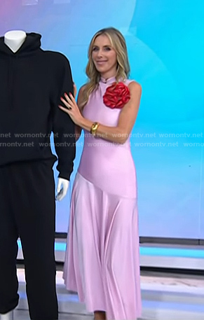 Sarah Eggenberger's pink mock neck sleeveless midi dress on Today