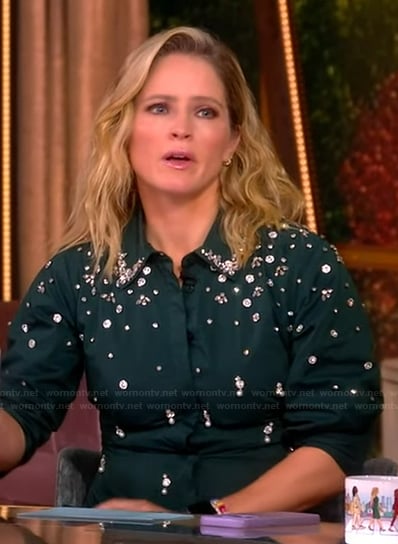 Sara's green embellished shirtdress on The View