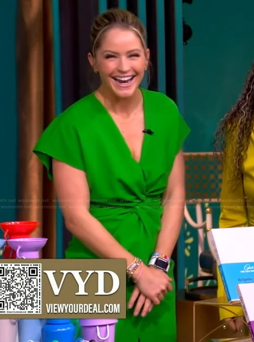 Sara's green twist front dress on The View