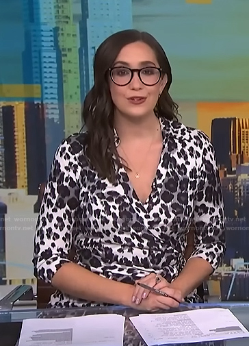 Savannah's white animal print wrap dress on NBC News Daily