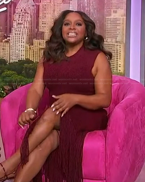 Sherri's burgundy fringe hem dress on Sherri