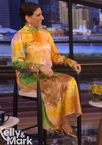 Suleika Jaouad's tie dye print maxi dress on Live with Kelly and Mark