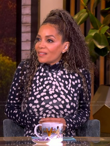 Sunny's black animal print mesh dress on The View