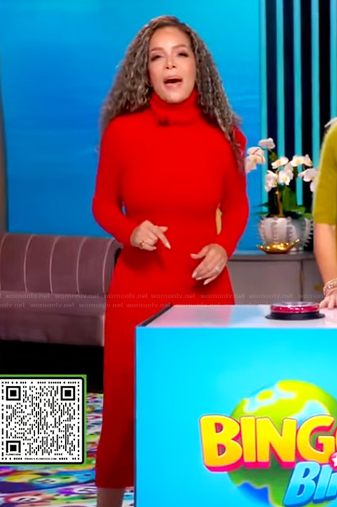 Sunny's red turtleneck dress on The View