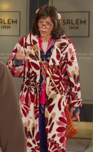 Susan's floral fleece coat on Days of our Lives