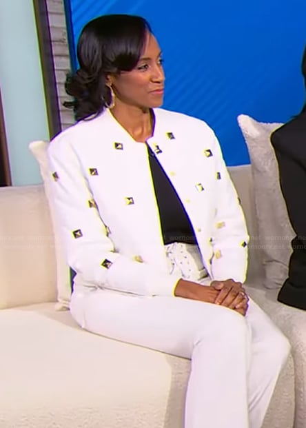T Renee Smith's white studded jacket on Tamron Hall Show