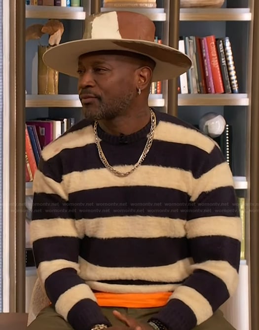 Taye Diggs' stripe sweater on The Drew Barrymore Show