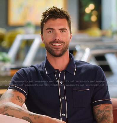 Tyler's navy confessional short sleeve shirt on Selling the OC