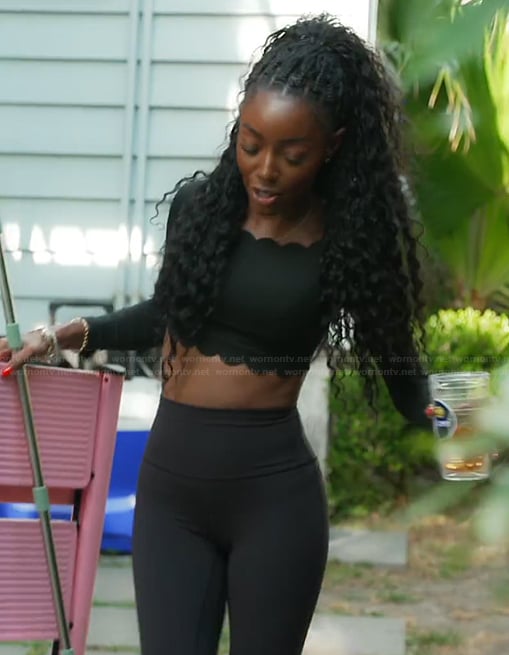 Venita's black scalloped top and leggings on Southern Charm