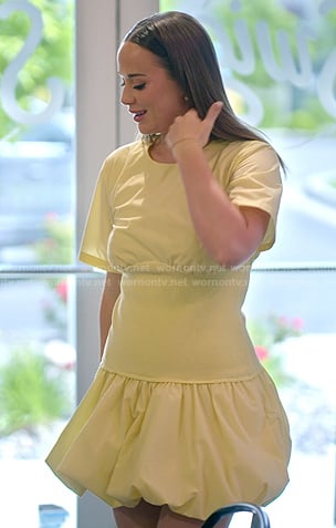 Whitney's yellow smocked waist mini dress on The Secret Lives of Mormon Wives