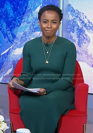 Zinhle's green ribbed dress on NBC News Daily