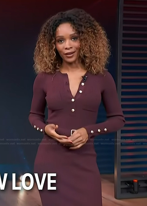 Zuri's burgundy's knit dress on Access Hollywood