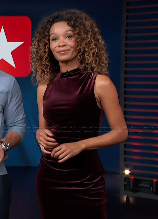 Zuri's purple velvet dress on Access Hollywood