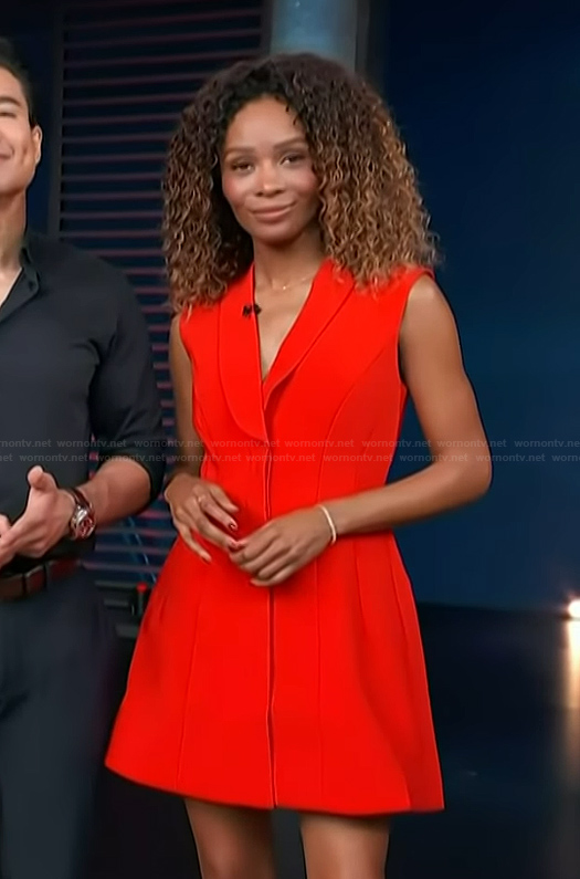 Zuri's red sleeveless mini dress on Access Hollywood