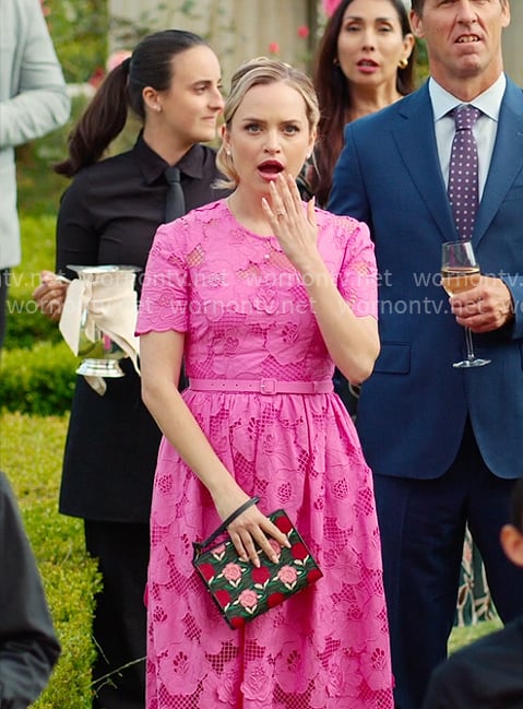 Ainsley's pink lace dress on Loot