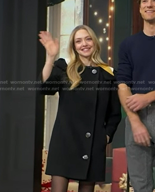 Amanda Seyfried's black colalred coat on Good Morning America