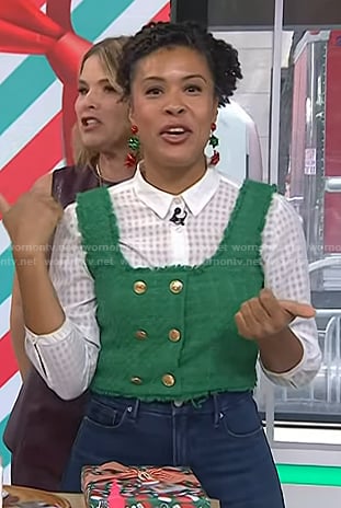 Amber Kemp Gerstel's green tweed vest top on Today