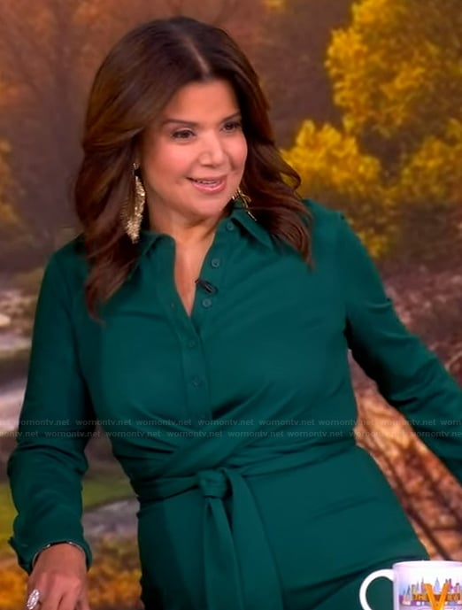 Ana's green tie front jumpsuit on The View