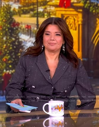 Ana's grey embellished blazer and pant suit on The View