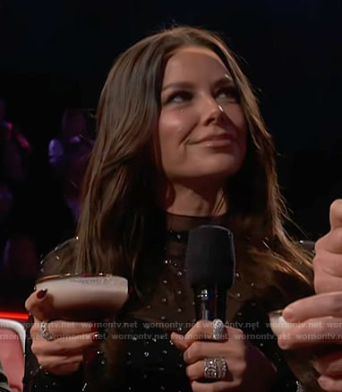 Ariana Madix's black embellished mesh mini dress on The Voice