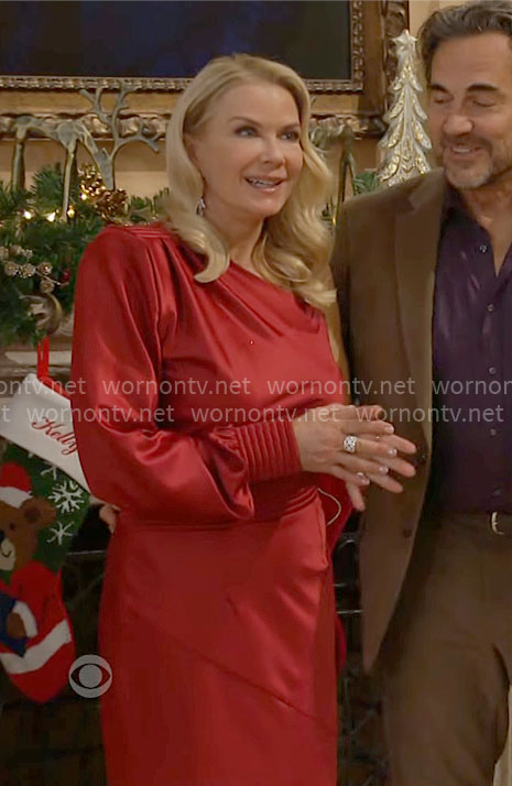 Brooke's red one-shoulder dress on The Bold and the Beautiful