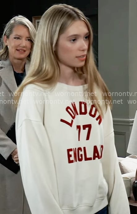 Charlotte's LONDON sweatshirt on General Hospital