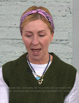 Christina Tosi's green v-neck knit vest on Today