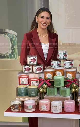 Christy Carlson Romano's red velvet blazer on Good Morning America
