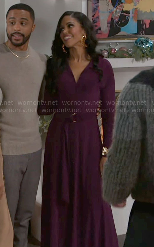 Dani's purple maxi shirtdress on Beyond the Gates