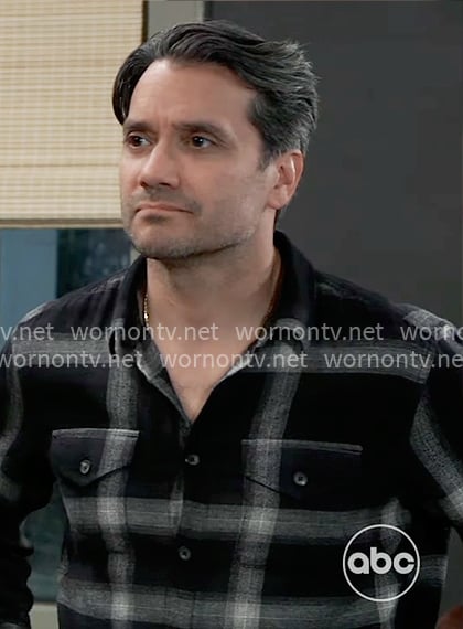 Dante's black plaid shirt on General Hospital