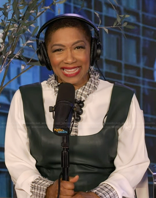 Deja vu's white tweed trim blouse on Live with Kelly and Mark