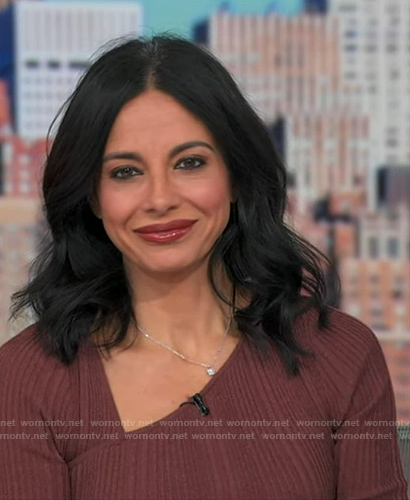Dr. Tara Narula's brown ribbed asymmetric dress on Good Morning America