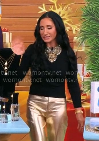 Elizabeth Werner's black embellished collar sweater on CBS Mornings