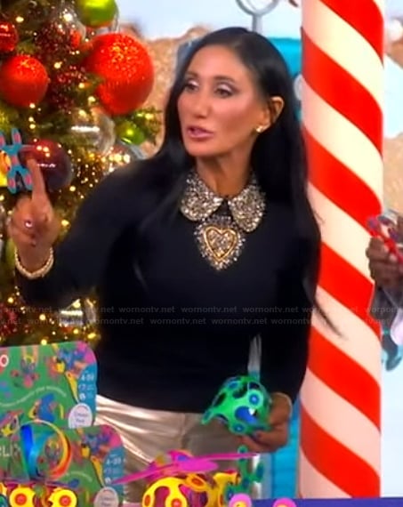 Elizabeth Werner's black heart embellished sweater on The View