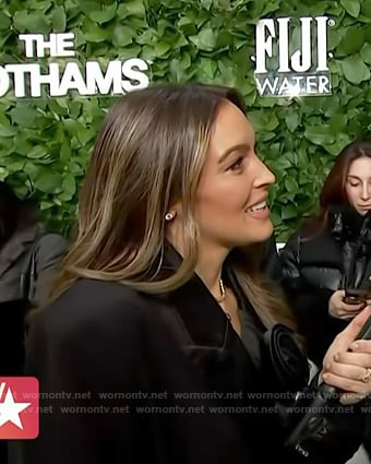 Emily's black tuxedo blazer dress on Access Hollywood