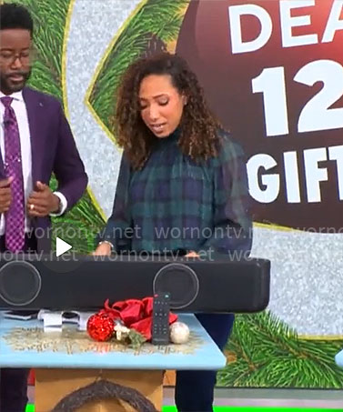 Gabrielle Kerr's green plaid top on CBS Mornings