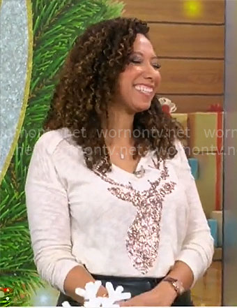 Gabrielle Kerr's reindeer top on CBS Mornings