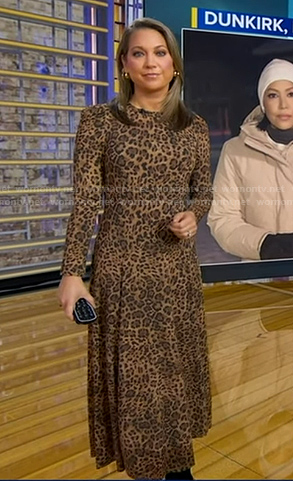 Ginger's brown leopard print midi dress on Good Morning America